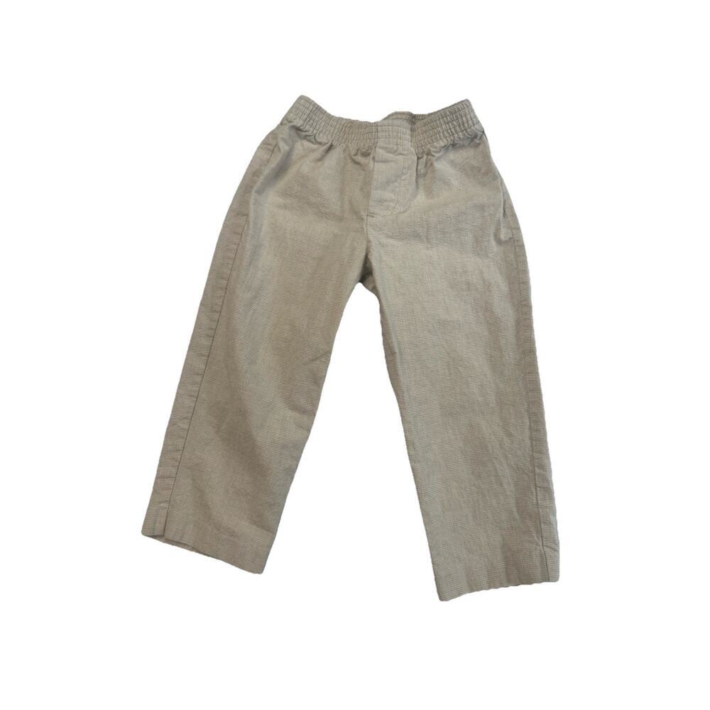 IZOD Boys Jogger Pants 3T Beige Micro Check Elastic Waist Cotton